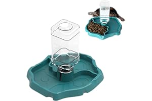 JINJUMEI Distributeur d'eau Reptile Tortue, Distributeur d'eau 2 en 1 pour Tortues, Bol d'eau de Terrarium Reptiles Accessoires pour Tortues, Hamsters, lézards, Geckos, Serpents - Bleu