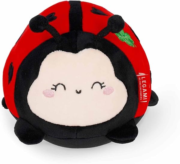 LEGAMI - Super Soft Plüschtier, Ladybug-Motiv, Mini-Format, mit personalisierbarem Ausweis, Steht von selbst, 14 x 15 x 12 cm - 1