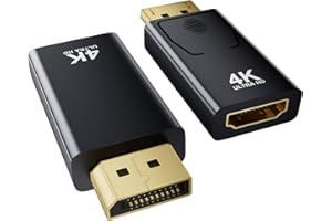 Ticenpe Adattatore 4K DisplayPort a HDMI, 2 pezzi, unidirezionale DP a HDMI 4K @30Hz/2K@60Hz/1080P@120Hz, compatibile con Dell, HDTV, Proiettore, Monitor, AMD, GPU
