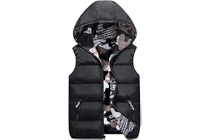 Treer - Feather Vest Sleeveless Hooded Jacket Boys Girls Reversible Winter Coat Camouflage Green Outfits 3-16 Years