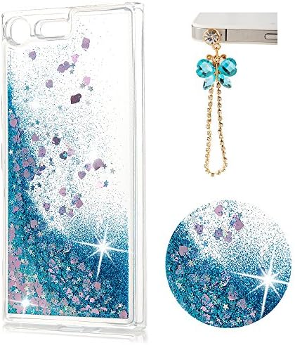 Sony Xperia XZ Premium Cases Liquid, iAdvantec Sony XZ Premium Phone Case Creative Glitter Liquid Flowing Sparkly Flexible Silicone Clear Shockproof Protective Cover for Sony Xperia XZ Premium with Dust Plug Blue