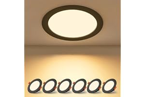 ‎BAGZY BAGZY Einbaustrahler LED 230V Schwarz Flach LED Spots 7W Warmweiß 3000K IP44 Deckenspots Einbauleuchten Spots Ausschnitt 65-75mm für Wohnzimmer Küche Badezimmer 6er Set（Modell ohne Fahrer）
