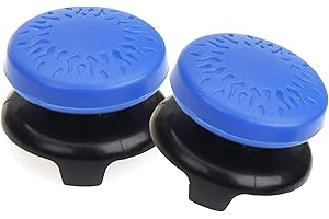 TEUVO Thumbsticks for PS4 Controller and for PS5 Controller Thumb Grips, 2 Pcs Silicone Thumb Stick Grips Cap, Improve Aiming and Control Accuracy Reduce Thumb Fatigue, Blue Controller Grips