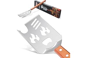 DRAGON CREEK 8 in 1 Grillspachtel für Barbecue, Grillbesteck mit Holzgriff, Multifunktionales Grill Zubehör, 40.5cm Grillwender, Grill Geschenke für Männer, Messer und Gabel, Säge, Flaschenöffner für Grillen