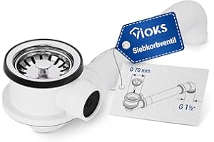 VIOKS Bonde à panier Ø 70 mm 1" avec raccord pour trop-plein latéral et créateur d'espace