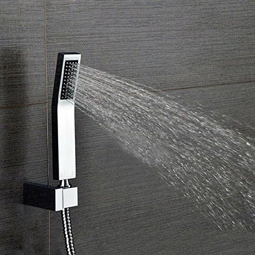 Eximone Bathroom Handheld Metal Shower Head Rectangle High Pressure - Chrome Plated