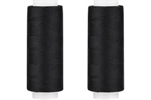 Fogcosy 2 Pcs Black Polyester Sewing Thread - 110 Yards Each, Universal for Machine and Hand Sewing, Ideal for All Materials and Fabrics