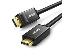 UGREEN Câble DisplayPort vers HDMI 4K UHD Adaptateur DP Mâle vers HDMI Mâle 1080P Audio Vidéo Plaqué Or Compatible avec Carte Graphique RTX 3080 2060 GTX 1660 Projecteur Écran HDTV (3M)
