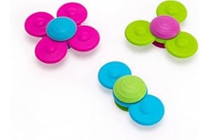 FAT BRAIN TOYS Fat Brain Whirly Squigz, Kids Preschool Toy, Spinning and Stacking Toy with Suction, Toy Building Sets, Teething Toy, Early Development Toy for Babies Aged 3 Years and Older