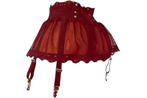 ROSVAJFY Mini Falda con Liguero Sexy Dentelle con Tanga, Mujer Liguero Malla Transparente con 4 Clips, Lenceria Ropa Interior Ligas Encaje Cintura Alta 2 Piezas, Minifalda + Bragas