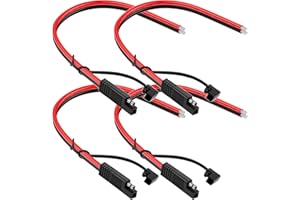 GTIWUNG Lot de 4 Câbles de Connexion SAE 1,1FT/35cm, 12 AWG, Câble d'extension à déconnexion Rapide 2 broches - Connecteur de déconnexion rapide SAE - Pour motos, voitures, tracteurs