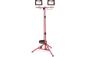 HYCHIKA BETTER TOOLS FOR BETTER LIFE HYCHIKA LED Baustrahler Arbeitsstrahler mit Stativ 2x60W, LED Strahler 2x7000 Lumen,1.75M Einstellbar Teleskopisch, 360°Grad Drehung 3M Kabel