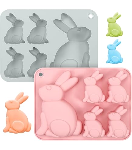 Stampi In Silicone Per Pasqua A Forma Di Coniglietto | Set Da 6 Pezzi Per Creazioni Fai-da-te Con Resina, Sapone E Gesso