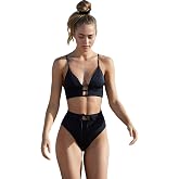 Angelsin Siyah Y&uuml;ksel Bel Şık Bikini Takım