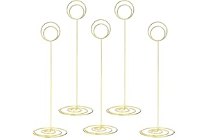 Srvnpioy 12 Stück Tischkartenhalter Metall, 22 cm Höhe Fotohalter Kartenhalter, Tischnummernhalter für Hochzeiten, Platzkartenhalter Memohalter für Restaurant Tisch Party (Gold)