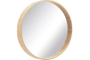 BD ART Thick lustro ścienne, okrągłe, 50 cm, naturalne drewno, skandynawskie, styl boho, łazienka prysznic