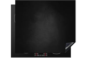 KitchenYeah© Induction Hob Protector Mat 20.5"x23.2" / 59x52 cm Cooker Top Protectors Cover Ceramic Covers Electric Hobs Vinyl Concrete - Black - Grey - Texture - Industrial