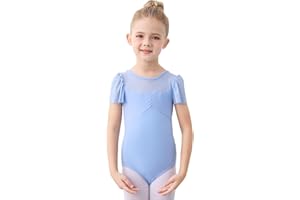 boruizhen Body Ginnastica Artistica Bambina Body Danza Bambina Ragazze Ginnastica Leotards Balletto Manica Corta Manica a Sbuffo da 2 a 12 Anni
