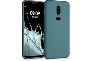 kwmobile Carcasa Compatible con OnePlus 6 Funda de Silicona - Flexible con Interior de Microfibra - Suave Protector antigolpes - petróleo Mate