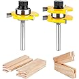 Street27 2Pieces Tongue and Groove Router Bit, Grooving Router Bit, 3 Teeth T Shape, 1/4"" Shank Wood Milling Saw Cutter New Woodworking Tools