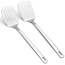 Metaltex Pfannenwender Aus Edelstahl – 35,5 Cm Lang – Robustes Küchenwerkzeug Für Bratpfanne & Grill