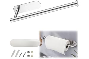 ‎MORROLS MORROLS Küchenrollenhalter Schrank Ohne Bohren Oder Bohrbar Zewa Rollenhalter Unter Schrank Bohren Edelstahl Unterschrank Papierrollenhalter Wand Selbstklebend Halterung,Kitchen roll Holder(Silber)