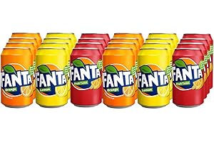 WDS GROUP Fanta Soft Drink Mixed Case 330ml Cans (12 Pack) - Orange, Lemon, Fruit Twist