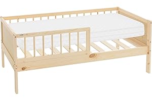 ML DESIGN MODERN LIVING ML-Design Lózko dzieciece 70x140 cm z materacem naturalne jednoosobowe z listwowym stelazem i barierka ochronna Mlodziezowe lózko z litego drewna sosnowego idealne dla chlopców i dziewczynek