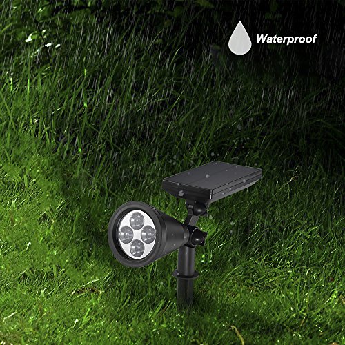 [Upgraded 200 Lumen] B-right Wasserdicht Solar Gartenleuchten, Wasserdicht LED Solarbetriebene Lamp, LED Solarleuchten Solarlampe Spotlight für Garten Outdoor Landscape Yard Rasen Baum Auffahrt Balkon (3000K, Warmweiß).2er Pack - 4