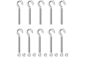 ZHIQIN 10 sztuk haczyków gwintowanych M6 śruby hakowe sworznie z 10 orzechami 304 stal szlachetna pierścień hak sworzeń do zawieszenia wewnątrz i na zewnątrz