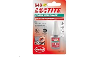 LOCTITE 648, hochfester Kleber für zylindrische Fügeteile, Flüssigkleber für aktive und passive Metalle wie Baustahl, temperatur- und ölbeständiger Metallkleber, 1x10ml