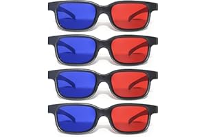 ZBHDEYG Lunettes 3D Pour Films et Jeux - Lot de 4 Rouge/Bleu Portables - Taille Unique