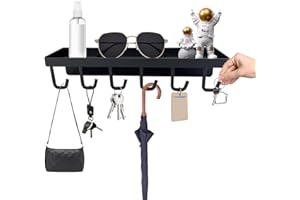 OCEUMAOA Magnetischer Schlüsselbrett mit Ablage, Schlüsselablage 6 Haken Schlüsselkasten Schlüsselbrett Schlüsselhalter Ohne Bohren Schlüssel Aufbewahrung für Wohnungs Garderobe Küchenbesteck