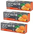 Biomed Citrus Fresh 97% Natural Toothpaste | Orange, Fresh Breath, Healthy Gums | Mandarin Grapefruit Lemon Essential Oils, Fruit Flavour, Vegetarian, SLES Free 100g (Pack of 3)