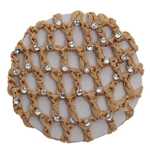 JUSTFOX - Dutt Netz Haarnetz Bun Frisurenhilfe Stoff Knotennetz mit Strass gold