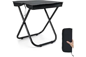 DREAM HORSEX Tragbarer Klapphocker, Campinghocker, Mini-Klapphocker und Leicht Sitz Falthocker Klappbar, Geeignet für Gartenarbeit im Freien, Strand, Wandern, Angeln, mit Aufbewahrungsbeutel (Schwarz)