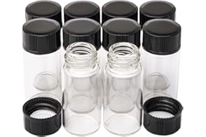 Pxyelec Liquid Sample Collection Glass Bottles Vials Screwcap Capacity 5 ML,1/6 Oz Pack of 10 Glass Vials