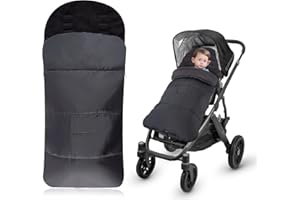 SUUESS Universal Footmuff for Stroller,Warm and Cozy Pushchair & Pram Footmuffs,Waterproof and Windproof Footmuff with Coral Fleece Lining,Universal Cosy Toes Fits Most Buggies and Strollers (Black)