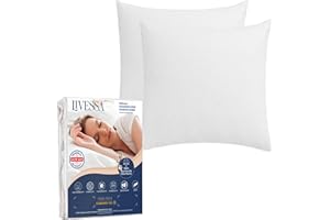 ‎LIVESSA LIVESSA wasserdichter Kissenbezug 80x80 cm (2er Pack) kombinierbar mit Matratzen-Schutzhülen - Kissenschoner mit Reißverschluss, Pillow Protector,%100 Baumwolle Oberfläche