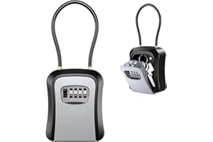 Key Lock Box, Brifit Large Capacity Key Safe, Extended Shackle 4 Digit Combination Key Storage Lock Box Weatherproof Security Storage Holder Code Case for Indoors Outdoors Weather Rust Resistant