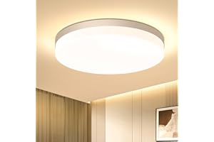 ‎EASY EAGLE EASY EAGLE Deckenlampe LED Deckenleuchte Flach 48W: 3000K Rund Badezimmer Lampe 30CM 4800LM, IP44 Wasserdicht LED Lampen Deckenlampen für Küche Wohnzimmer Schlafzimmer Flur Keller