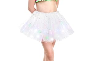 Kefiyis Tüllrock Kinder Tütü Tüllrock Mädchen mit LED Lichterkette Tutu für Ballett Karneval Festival Party