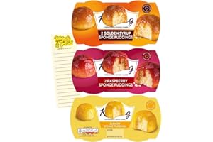Sponge Pudding Bundle with Golden Syrup Sponge Pudding, Raspberry Sponge Puddings, Lemon Sponge Puddings and Intrinsic Treats Shopping List Card (3 Twin Packs of 2 x 95g)