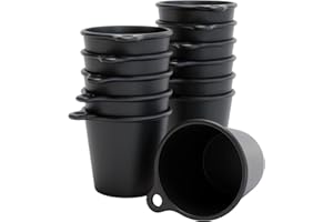 SoPro 12x bicchieri da shot in plastica 4 cl riutilizzabili - Bicchieri da shot 40 millilitri nero - Bicchiere da shot riutilizzabile da appendere al collo - Tazza da shot 4cl