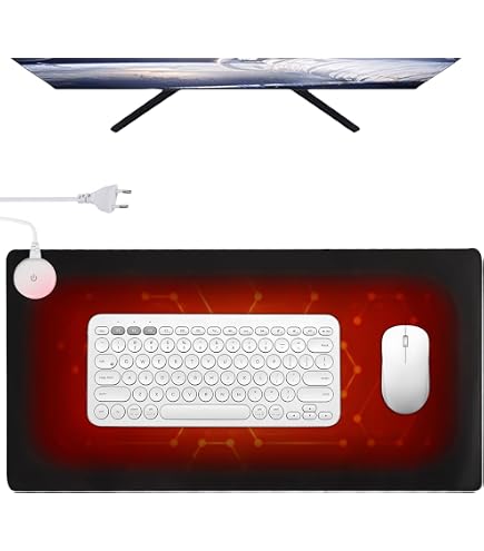 Tapis De Souris Chauffant SPORWAY 80x33 Cm - 5 Niveaux De Température - Étanche - Arrêt Auto 4h - Pour Bureau Et Maison