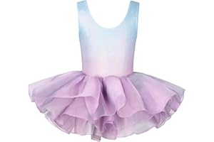 Gogokids Ballet Dress for Girls, Toddler Dance Leotards Short Sleeve Dance Leotards with Tutu Skirt, Perfect for Ballet Dance Class and Performances 3-11 Years