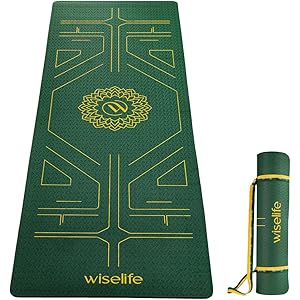Wiselife True Alignment Yoga Mat   Sleek Yoga Strap For Men And Women (Probalance Tpe Material 6Mm Extra Thick Extra Long Extra Wide) (Emerald)
