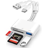 Clomnpe SD Card Reader for iPhone/USB-C/USB-A, [Apple MFi Certified] SD Card Reader with SD/Micro SD/TF/USB Port, Compatible