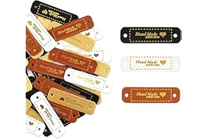 DEZP Handmade Etichette Per Vestiti, 60 Pezzi Handmade Etichette Da Cucire Con Fori Per Artigianato Maglieria,Targhette Personalizzate