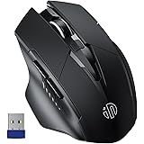 INPHIC Mouse wireless ricaricabile, Mouse ergonomico senza fili 2.4G con ricevitore USB, 6 pulsanti, 800/1200/1600 DPI per PC